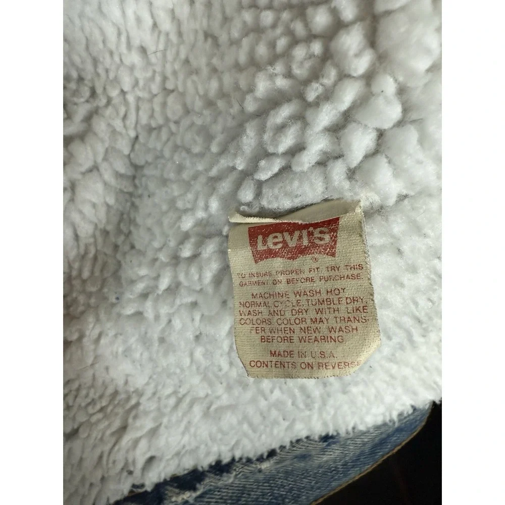 Vtg 80's LEVIS Men's Sherpa Lined Jacket San Francisco Acid Wash Denim Coat Sz L